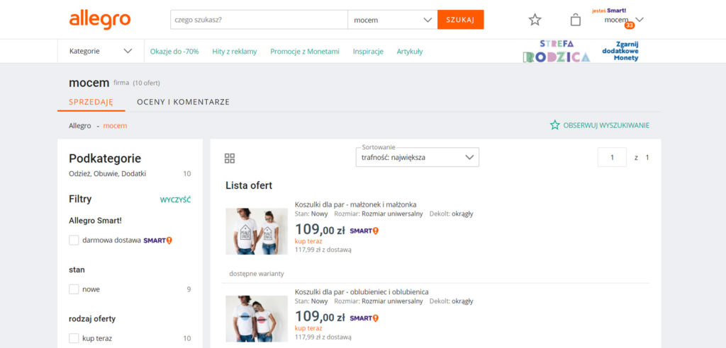 Sklep Mocem - Allegro