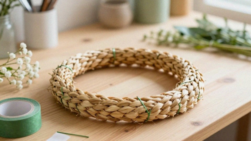 Jak przymocować drucik florystyczny do słomianego podkładu?
