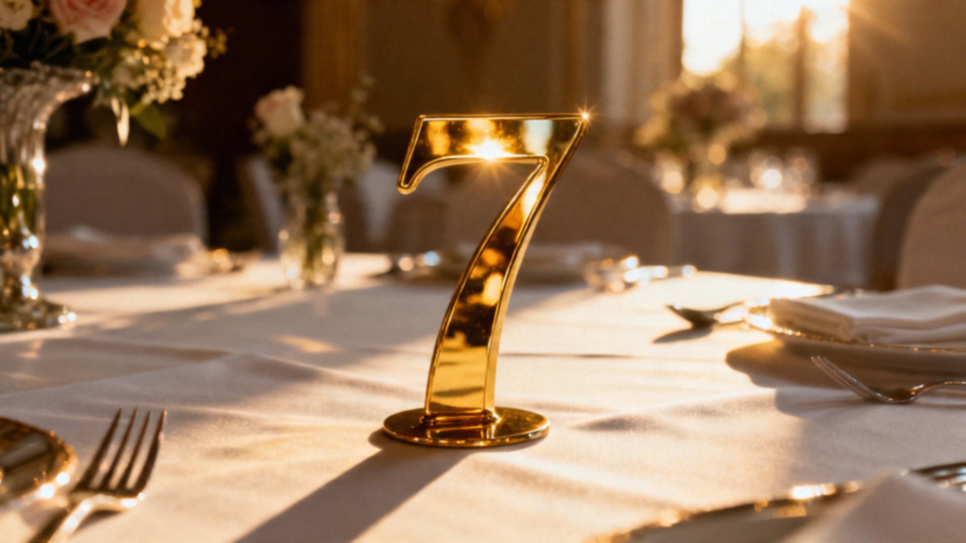 Złote numerki na stół — elegancja i funkcjonalność na weselu